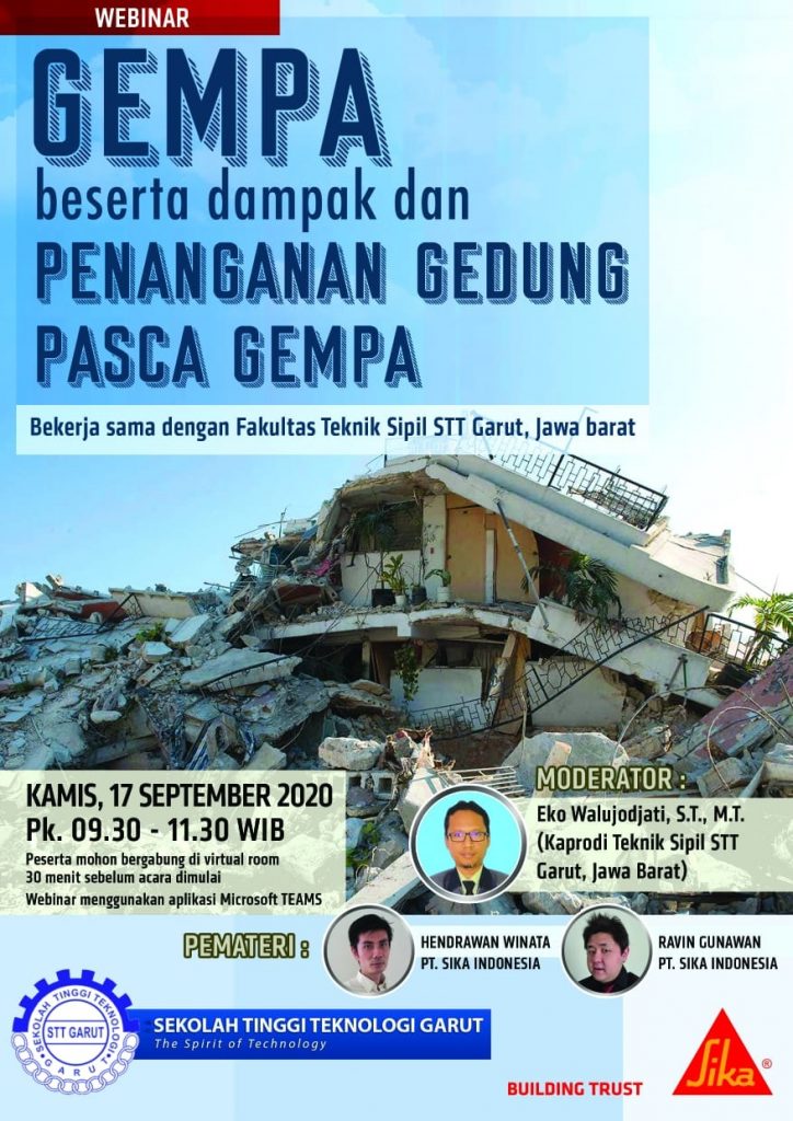 Webinar Gempa Beserta Dampak dan Penanganan Gedung Pasca Gempa bersama PT Sika Indonesia Antusias Diikuti oleh Mahasiswa